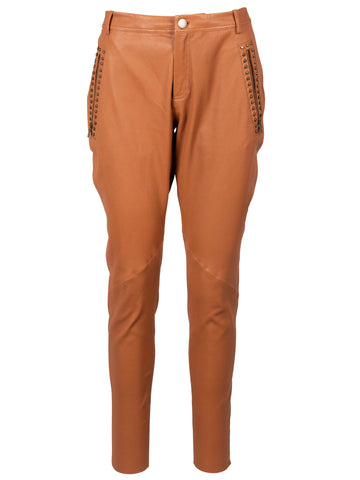 ZOEY LUCILLE LEDERHOSE MIT NIETEN Hosen 233 Cognac
